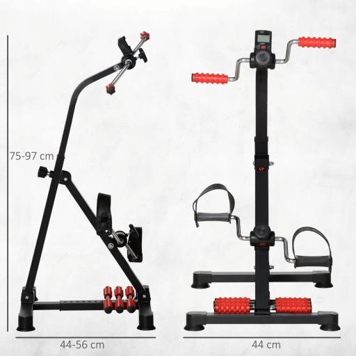Pedales Estáticos Personas Mayores de Piernas y Brazos Altura Ajustable 75-97 cm Pantalla LCD y Rodillo Masajeador [1]