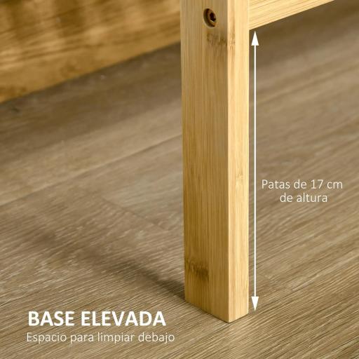 Estantería de Bambú de 3 Niveles Estantería de Pie Moderno Estante de Almacenamiento para Baño Cocina Salón Dormitorio Antivuelco 62x33x80 cm Natural [4]