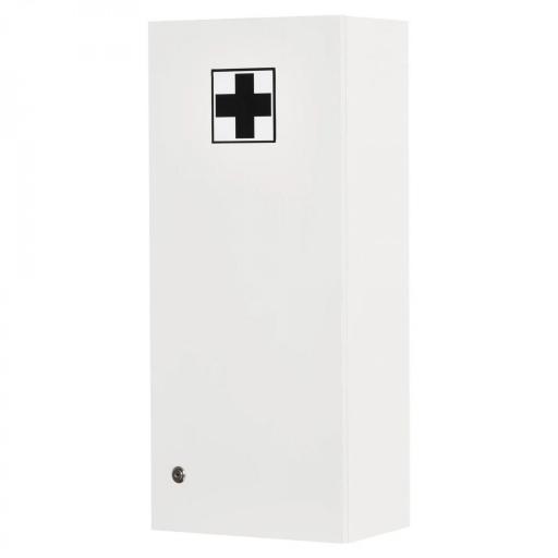 Botiquín de Pared de Primeros Auxilios 5 Niveles con Estantes Ajustables de Vidrio Cerradura Llaves 30x20x70 cm Blanco [6]
