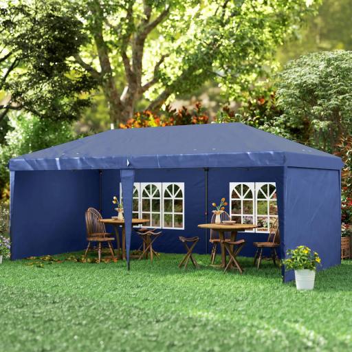 Carpa Plegable 6x3 m Pop-up con 4 Laterales Desmontables Cenador de Jardín con 2 Ventanas y Bolsa de Transporte Azul [4]