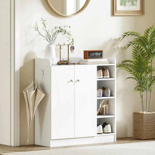 Mueble Zapatero de 2 Puertas Zapatero Estrecho con Estantes Ajustables para 12 Pares de Zapatos para Pasillo Entrada 83x30x90 cm Blanco [6]