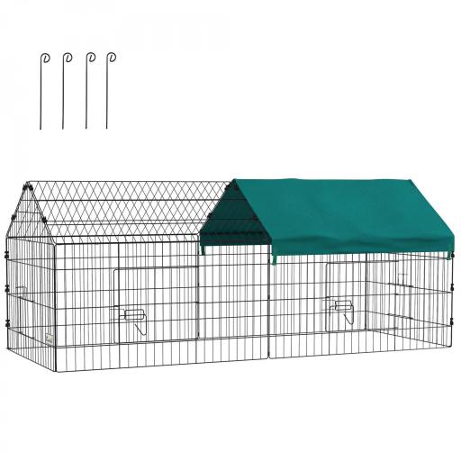 Jaula para Animales Pequeños de Acero con Puertas y Tela Superior para Conejos Chinchillas Gallinas 185x75x75 cm Verde [9]