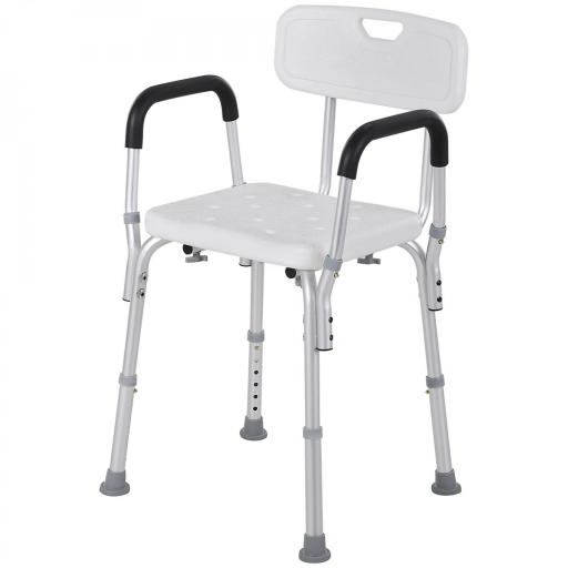 Silla para Ducha Taburete de Ducha Antideslizante con Altura Ajustable y Reposabrazos Regulable Carga 136 kg [9]