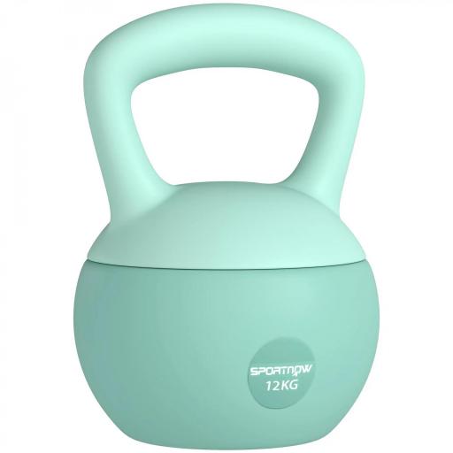 Pesa Rusa 12 kg Kettlebell Relleno de Arena Metálica Mango Antideslizante para Entreno en Casa 21x21x30 cm Verde [9]
