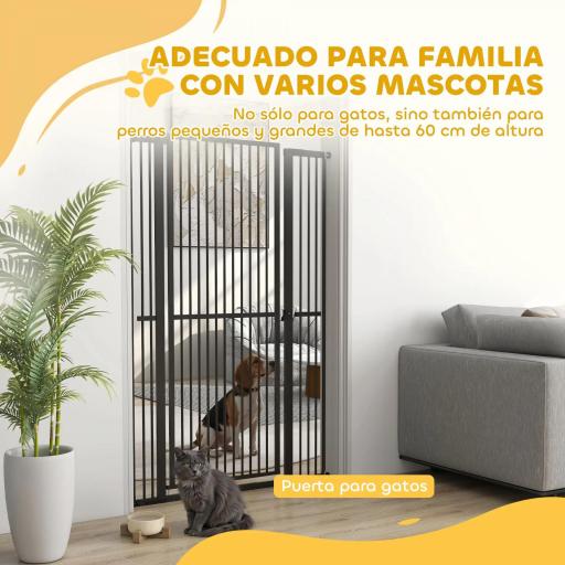 Barrera para Perros Extra Alta con Ancho Ajustable 77-104 cm Puerta para Perros con Extensiones y Puerta de Paso Negro [7]