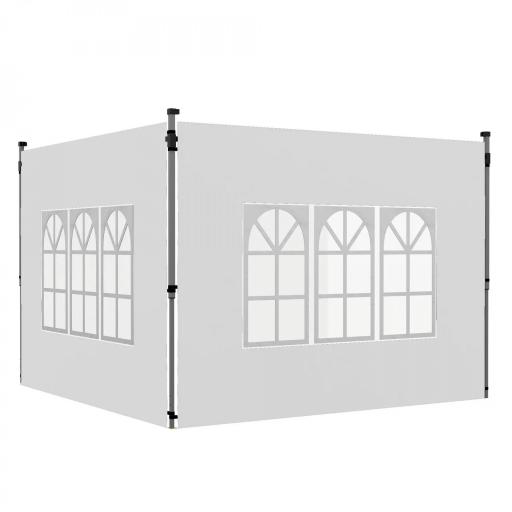 Paredes Laterales para Carpa de 3 x 3 / 3 x 4 m 2 Paneles de Tela Oxford de 295x195 cm con Ventana para Fiestas Blanco [9]