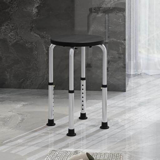 Taburete de Ducha de Aluminio con Altura Regulable Antideslizante Carga 135 kg para Ancianos y Discapacitados [7]