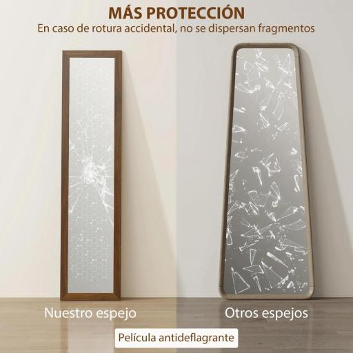 Espejo de Cuerpo Entero 157x37 cm con Marco de MDF Espejo de Pie Inclinado o Colgante Madera Nogal [5]