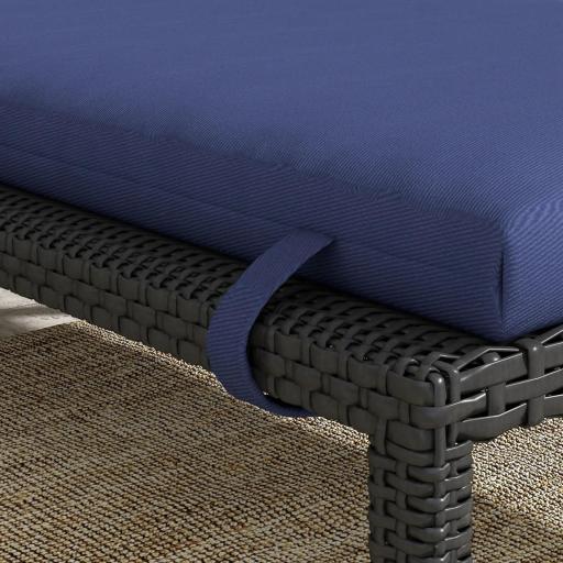Cojín para Tumbona de Algodón 196x63x6 cm con Tela Hidrófuga Cojín de Asiento y Respaldo Azul Oscuro [7]