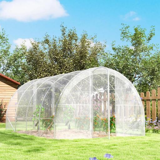 Invernadero de Túnel 4x3x2m con 2 Puertas Invernadero de Jardín con Techo Redondeado para Cultivos Plantas Transparente [2]