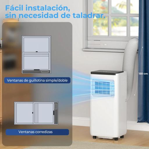 Aire Acondicionado Portátil 10.000 BTU 4 en 1 Enfriamiento Deshumidificador Ventilador con WiFi para 30 m² Blanco [6]