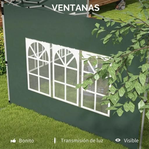 Paredes Laterales para Carpa de 3 x 3 / 3 x 4 m 2 Paneles de Tela Oxford de 295x195 cm con Ventana para Fiestas Verde [6]