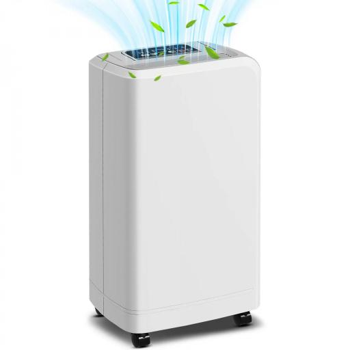 Deshumidificador 12L/día Depósito de Agua 0,8L con Ruedas Temporizador de 24 Horas Pantalla Digital de Humedad Blanco [9]