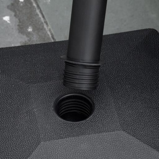Base de Sombrilla con 4 Ruedas Bloqueables Soporte de Parasol Rellenable de Arena 18 kg o Agua 16 kg para Jardín Patio Terraza 45x45x39 cm Negro [9]