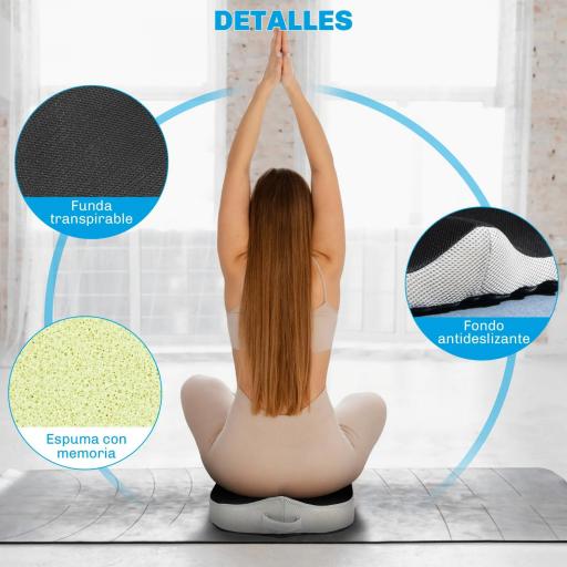 Cojín de Asiento de Espuma Viscoelástica con Base Antideslizante para Silla de Comedor Silla de Ruedas Negro [9]