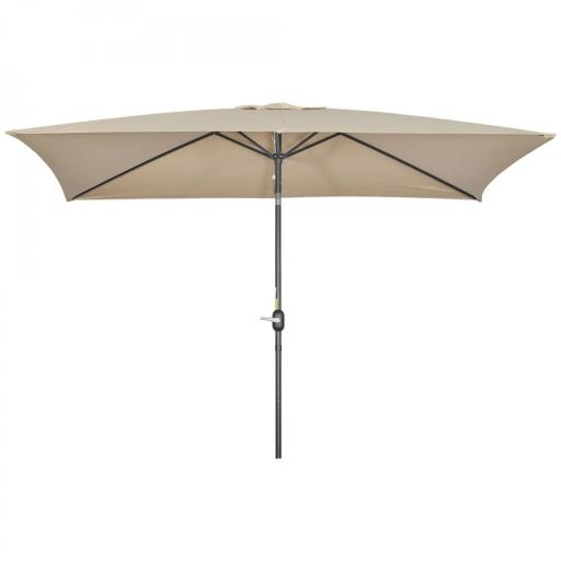 Sombrilla de Aluminio 200x300x253 cm Parasol Rectangular de Jardín Inclinable con Manivela y Poste Desmontable Caqui [7]