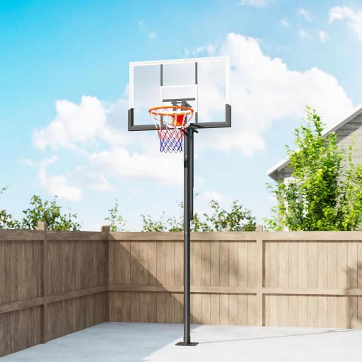 Canasta de Baloncesto Exterior en el Suelo Altura Ajustable 230-375 cm con Soporte Tablero Irrompible 120 cm Aro Ø48 cm [5]