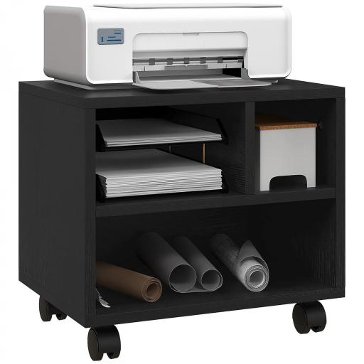 Soporte de Impresora con Ruedas Compartimentos Abiertos para Oficina Estudio 40x30x36 cm Negro [9]