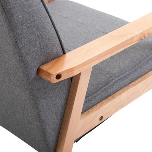 Butaca de Salón Moderna con Asiento Acolchado y Marco de Madera para Oficina Dormitorio 65x69x78 cm Gris [7]