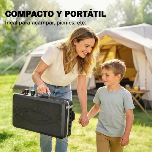 Barbacoa de Gas Portátil 2 en 1 Propano 7 kW de Mesa o de Pie con Plancha Grande Patas Desmontables Negro [7]