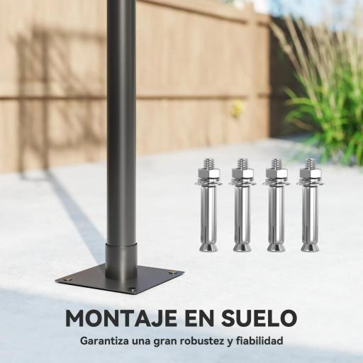 Canasta de Baloncesto Exterior en el Suelo Altura Ajustable 230-375 cm con Soporte Tablero Irrompible 120 cm Aro Ø48 cm [6]