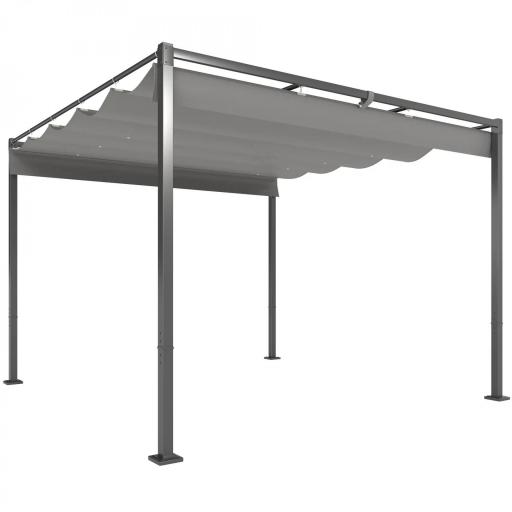 Pérgola con Techo Retráctil Pérgola de 3x3 m con Cierre Magnético Protección UV30+ Pabellón para Jardín Patio Gris [8]