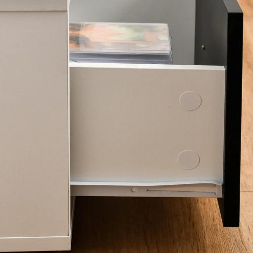 Mueble de TV para Televisores de hasta 60" Mesa para TV de Salón Estilo Moderno con 2 Cajones y Compartimento Abierto 140x30x32 cm Blanco y Negro [7]