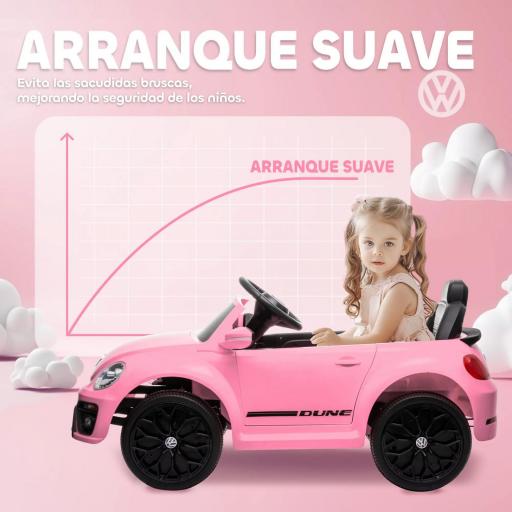 Coche Eléctrico para Niños de +3 Años Volkswagen Beetle con Batería 12V Mando a Distancia Faros Bocina y Música Rosa [7]