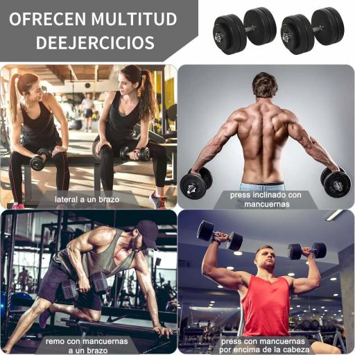 Juego de Mancuernas Ajustables con Barra de Conexión de Acero y Discos Desmontables 8x5 kg 4x1,5 kg Total 50 kg Negro [1]