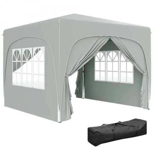 Gazebo de Jardín 3x3m Plegable con Altura Ajustable, Protección UPF50+ y Bolsa, Gris Claro [4]