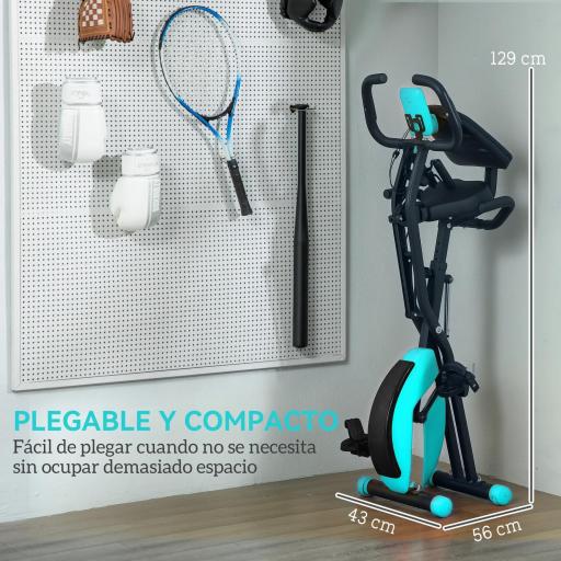 Bicicleta Estática Plegable Silenciosa con Resistencia Magnética Monitor LCD y Bandas para Brazos 43x97x109 cm Verde [7]