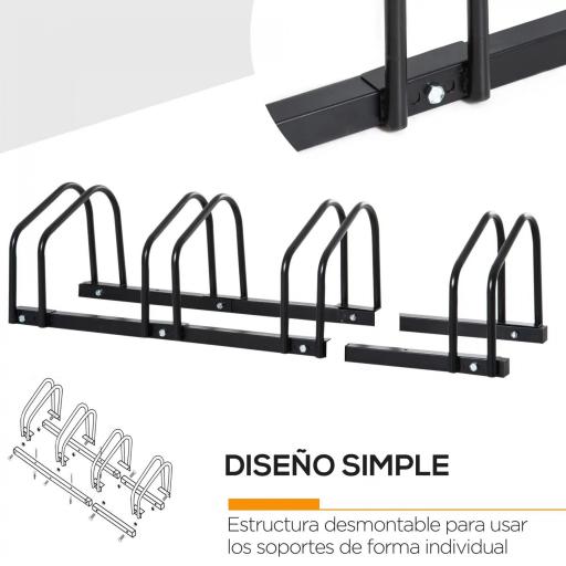 Aparcamiento para 4 Bicicletas Soporte de Acero para Aparcar Bicicletas en el Suelo o Pared 110x33x27 cm Negro [7]