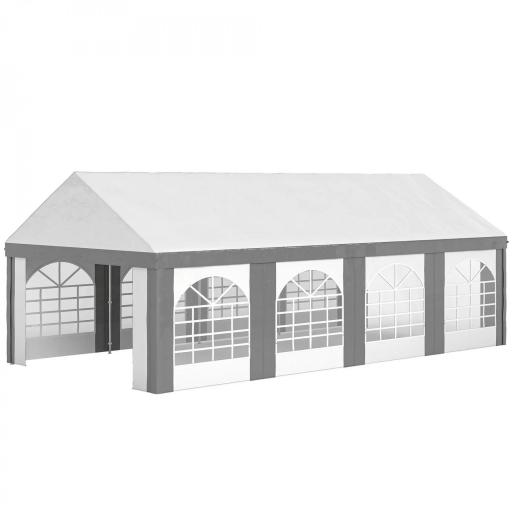 Carpa para Fiesta 4x8 m Carpa de Jardín con Paredes Extraíbles Puertas y Ventanas Anti-UV para Boda Camping Gris [8]