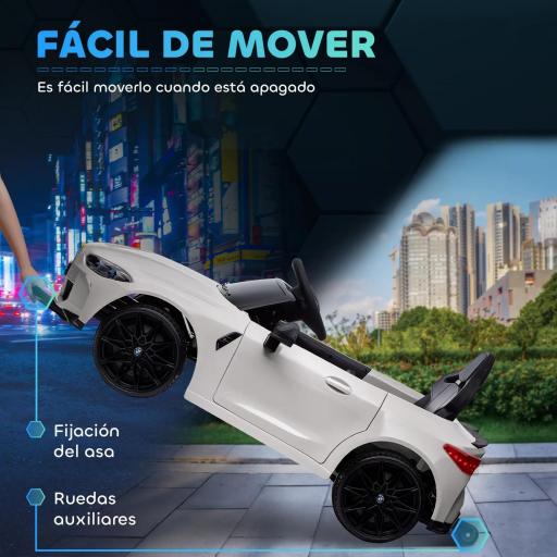 Coche de Batería para Niños 12V BMW M4 con Mando a Distancia Faros Bocina Música Velocidad 3-5 km/h Blanco [6]