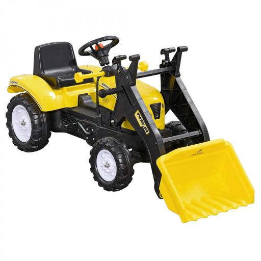 Tractor a Pedales para Niños a partir de 3 Años Excavadora con Pala Delantera Carga 35 kg 114x41x52 cm Amarillo [8]