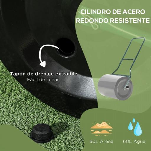 Apisonadora de Césped para Jardín Rodillo para Césped con Capacidad de 60L Rellenable con Arena o Agua Diámetro de 50cm [4]