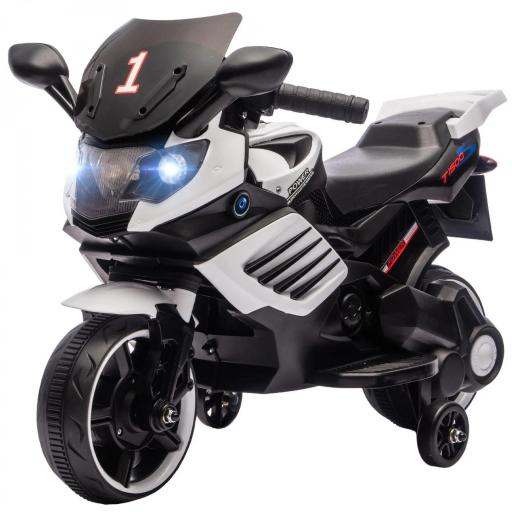 Moto Eléctrica para Niños 6V con Ruedas de Apoyo Música Faro para Niños de 18-36 Mesas Blanco [8]