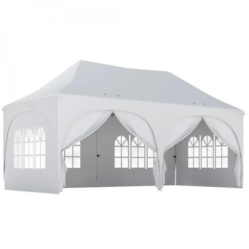 Carpa Plegable 6x3 m Pop-up con 6 Laterales Desmontables Altura Ajustable y Bolsa de Transporte Gris Claro [9]
