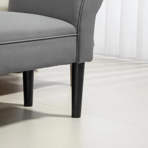 Banco Pie de Cama Tapizado en Lino Sintético con Patas de Madera Reposabrazos y Asiento Acolchado Gris Oscuro [6]