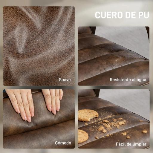 Butaca de Salón Tapizado en PU con Marco de Madera Maciza Asiento Acolchado para Sala de Estar Dormitorio Marrón [5]