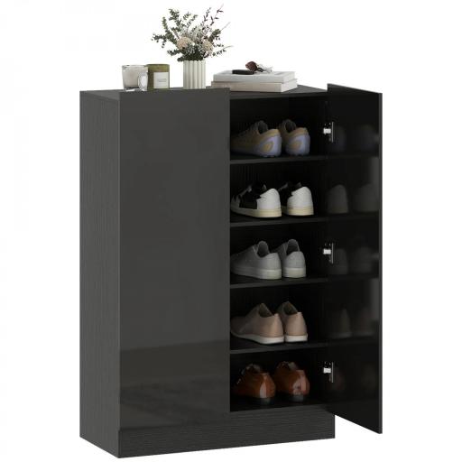 Zapatero Entrada Recibidor con 2 Puertas con Cierre Suave y Estantes Ajustables para 20 Pares de Zapatos Negro Brillo [8]