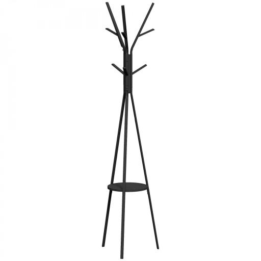 Perchero de Pie Forma de Árbol Perchero para Ropa de Metal con 9 Ganchos y Estante Perchero Vintage 45x45x180 cm Negro [9]