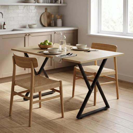 Juego de 2 Patas de Mesa de Acero en Forma de X para Muebles Industriales con Almohadillas Ajustables y Tornillos Negro [9]
