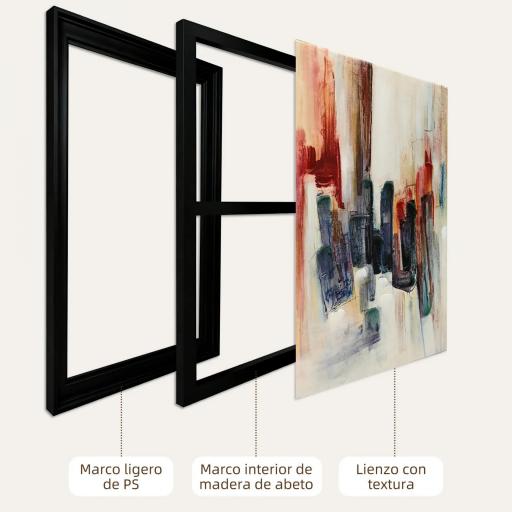 Cuadros en Lienzo Abstractos a Mano 40x40 cm 2 Piezas Cuadros de Arte de Pared Enmarcados Textura Rica Multicolor [4]