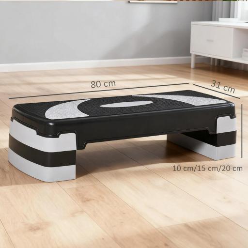 Step de Aeróbic, Step para Fitness Antideslizante con Altura Regulable 3 Niveles de 10/15/20 cm, Tabla Plataforma Stepper para Ejercicio en Casa Gimnasia, Carga 150 kg 80x31x20 cm, Gris [1]