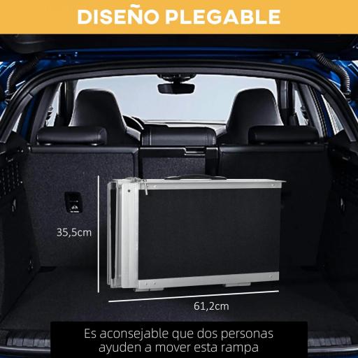 Rampa para Silla de Ruedas Plegable 122x73,5 cm Rampa Portátil de Aluminio Rampa de Umbral Antideslizante Negro [4]