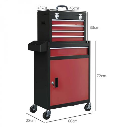 Carro de Herramientas Caja de Herramientas de Acero Carro de Taller con Ruedas Puerta y Cajones para Taller Garaje Rojo [1]