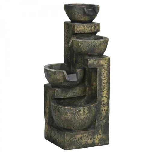 Fuente de Agua en Cascada de 4 Niveles 5W con Bomba de Agua y Salida de Agua Ajustable 25x24x60 cm Multicolor [8]