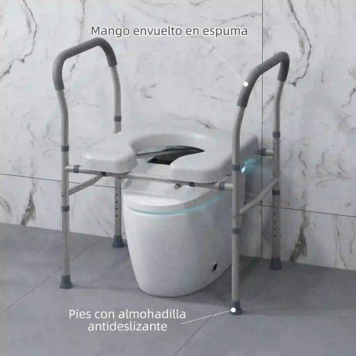 Silla con Inodoro de Aluminio Silla de Ducha con Altura Ajustable y Almohadillas Antideslizantes Carga 136 kg Gris [4]