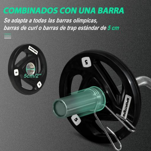Juego de 2 Discos de Pesas Olímpicas de 5 kg con Orificio de 5 cm para Entrenamiento de Fuerza Ø24x3,5 cm Negro [4]